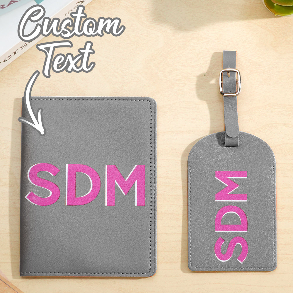 Personalized Shadow Monogram Passport Holder Luggage Tag Set