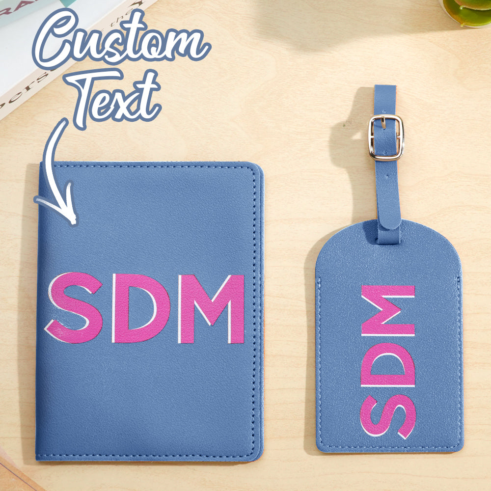 Personalized Shadow Monogram Passport Holder Luggage Tag Set
