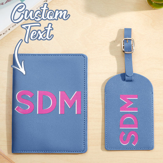 Personalized Shadow Monogram Passport Holder Luggage Tag Set