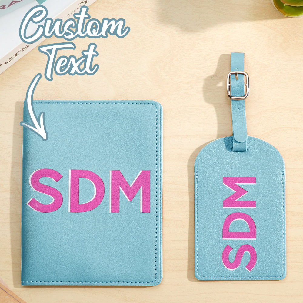 Personalized Shadow Monogram Passport Holder Luggage Tag Set