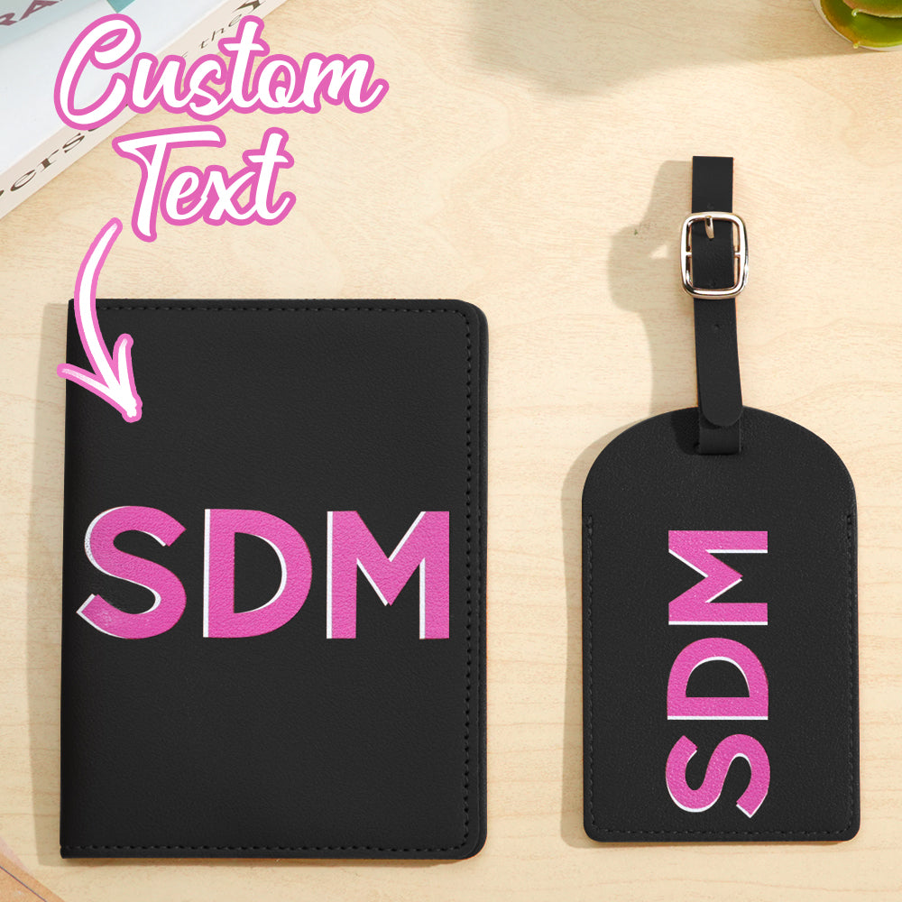 Personalized Shadow Monogram Passport Holder Luggage Tag Set