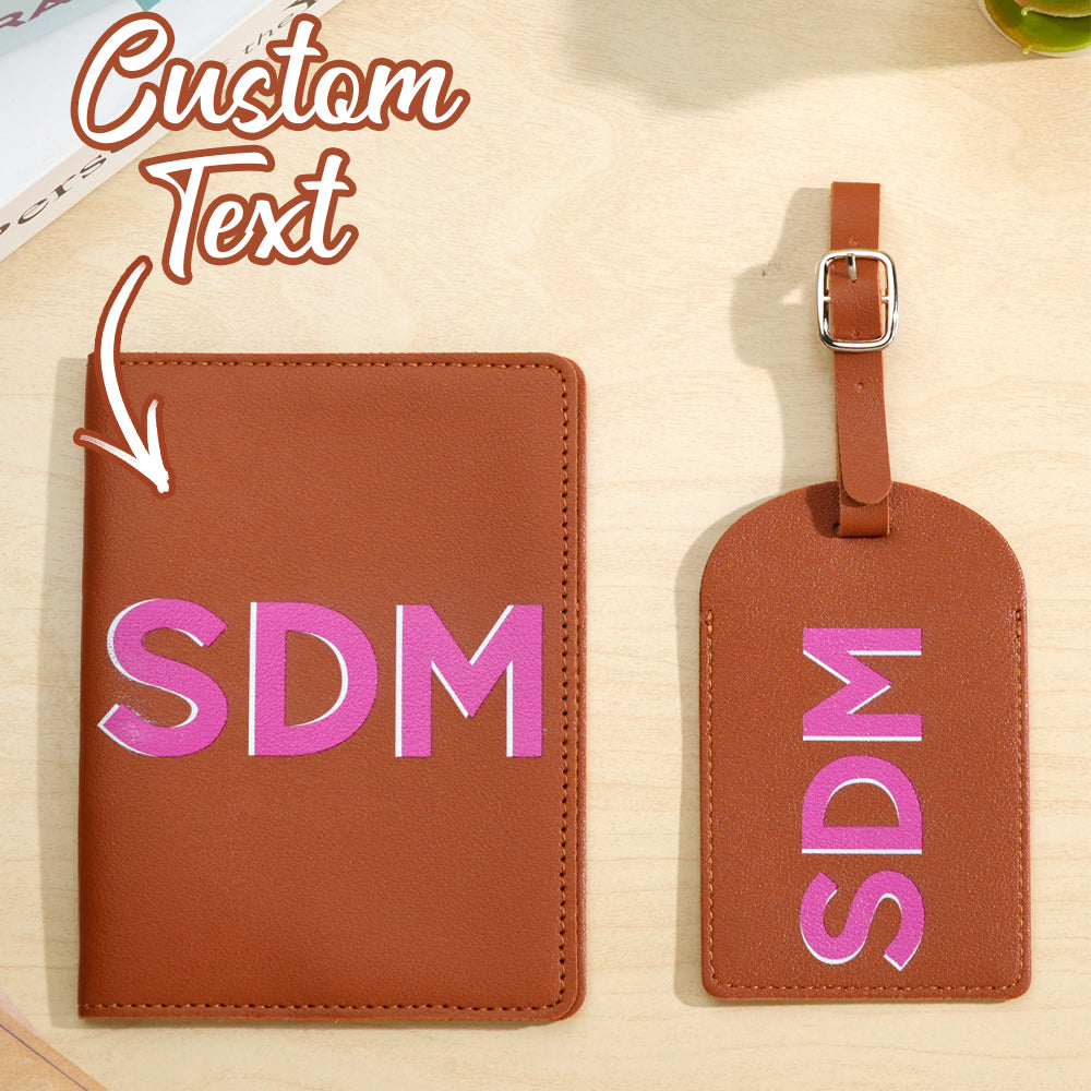 Personalized Shadow Monogram Passport Holder Luggage Tag Set