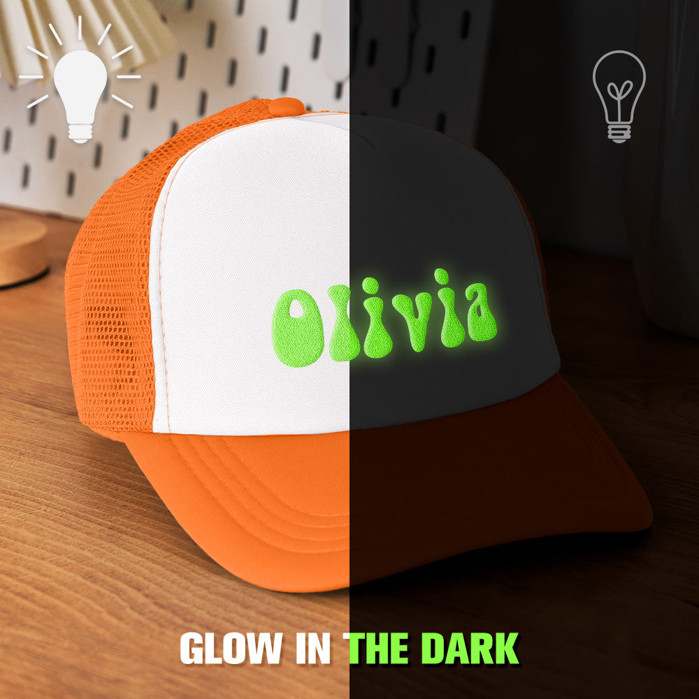 Custom Puff Print Glow-in-the-dark Trucker Hat