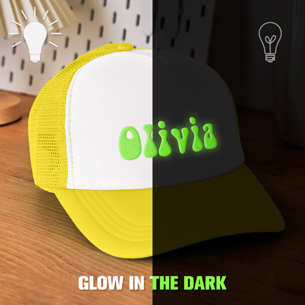 Custom Puff Print Glow-in-the-dark Trucker Hat