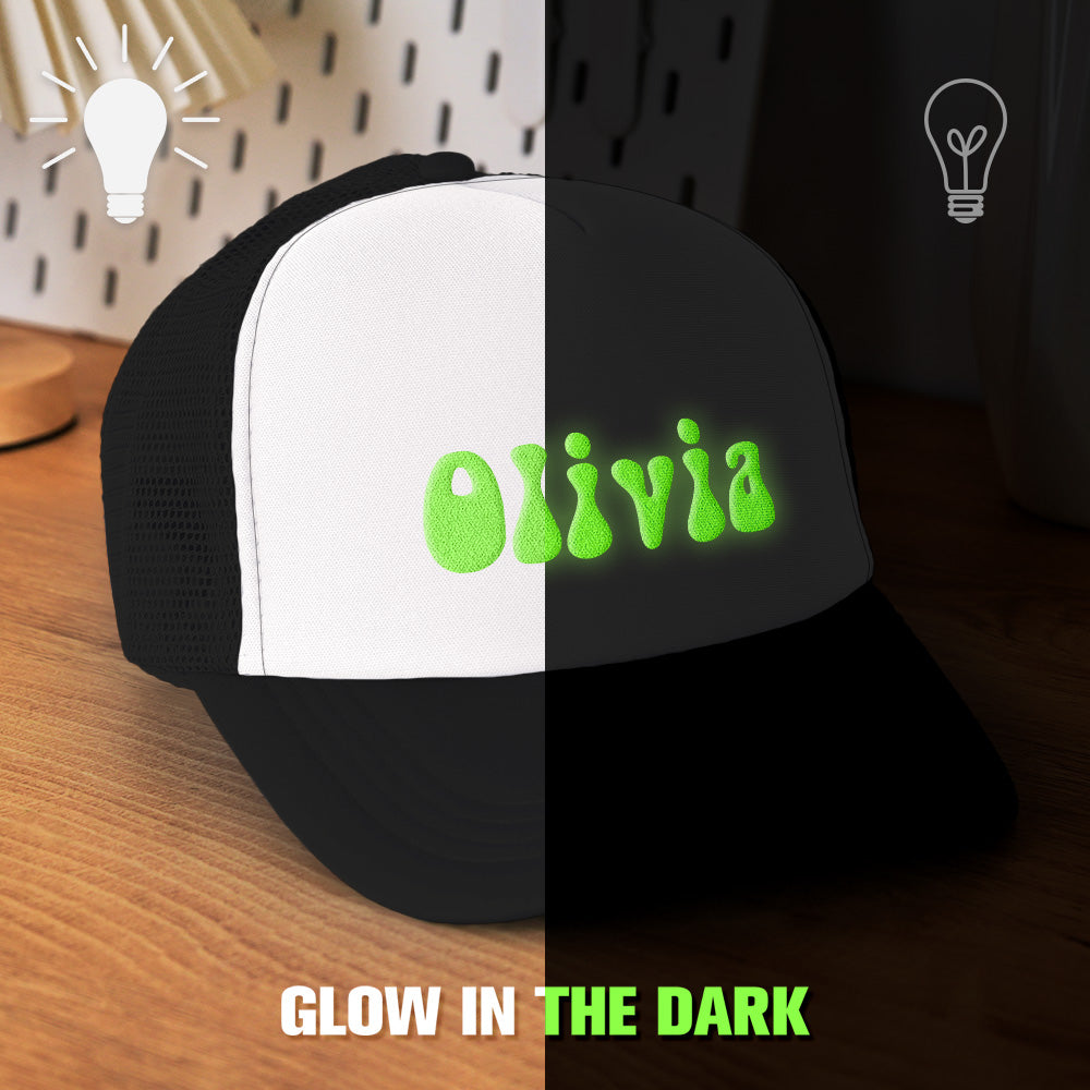 Custom Puff Print Glow-in-the-dark Trucker Hat