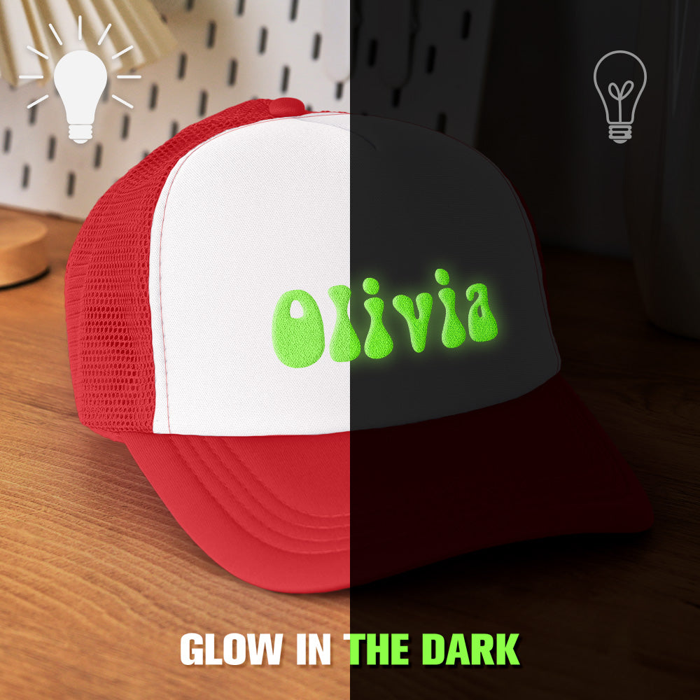 Custom Puff Print Glow-in-the-dark Trucker Hat