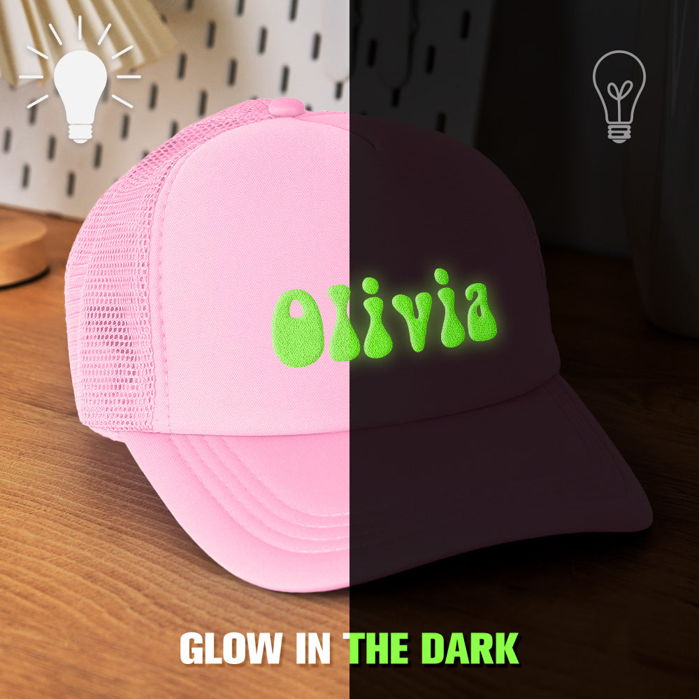 Custom Puff Print Glow-in-the-dark Trucker Hat