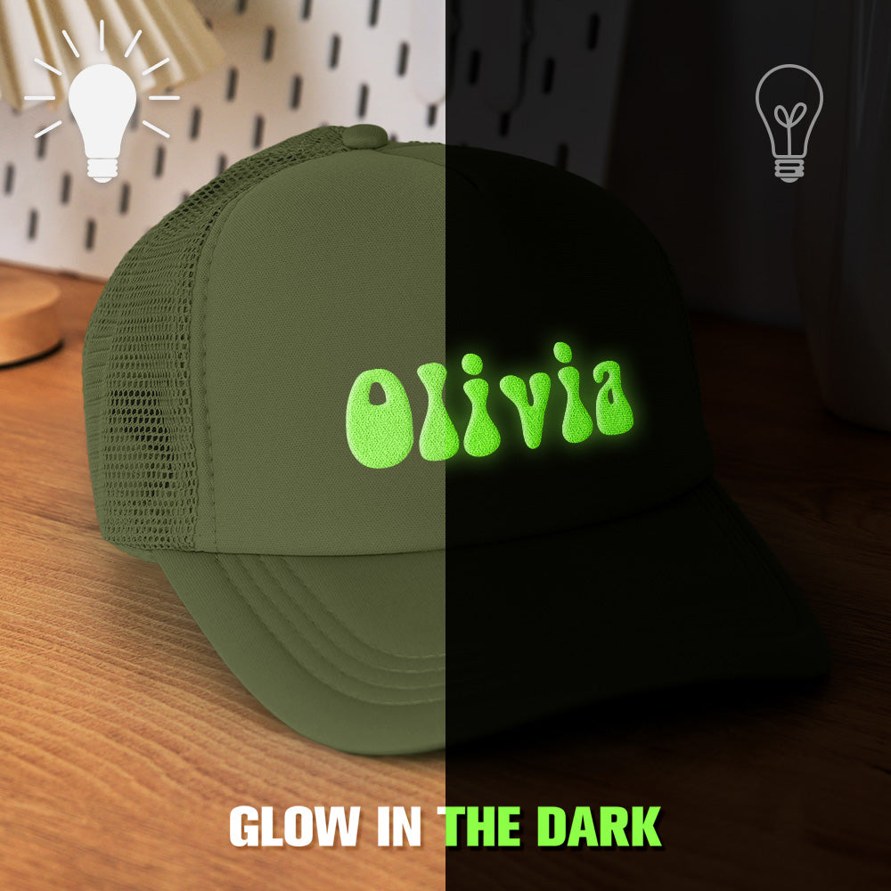 Custom Puff Print Glow-in-the-dark Trucker Hat