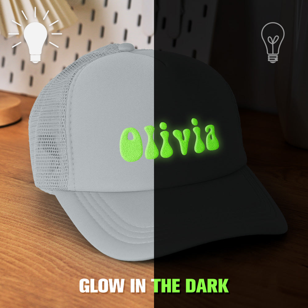 Custom Puff Print Glow-in-the-dark Trucker Hat