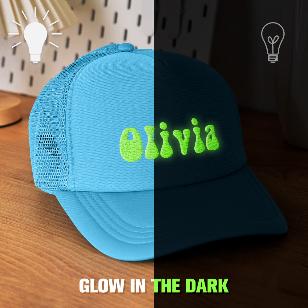 Custom Puff Print Glow-in-the-dark Trucker Hat