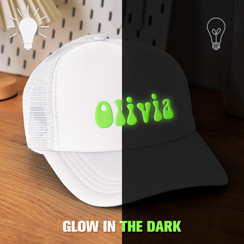 Custom Puff Print Glow-in-the-dark Trucker Hat