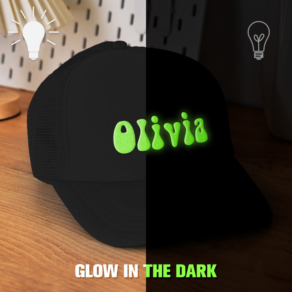 Custom Puff Print Glow-in-the-dark Trucker Hat