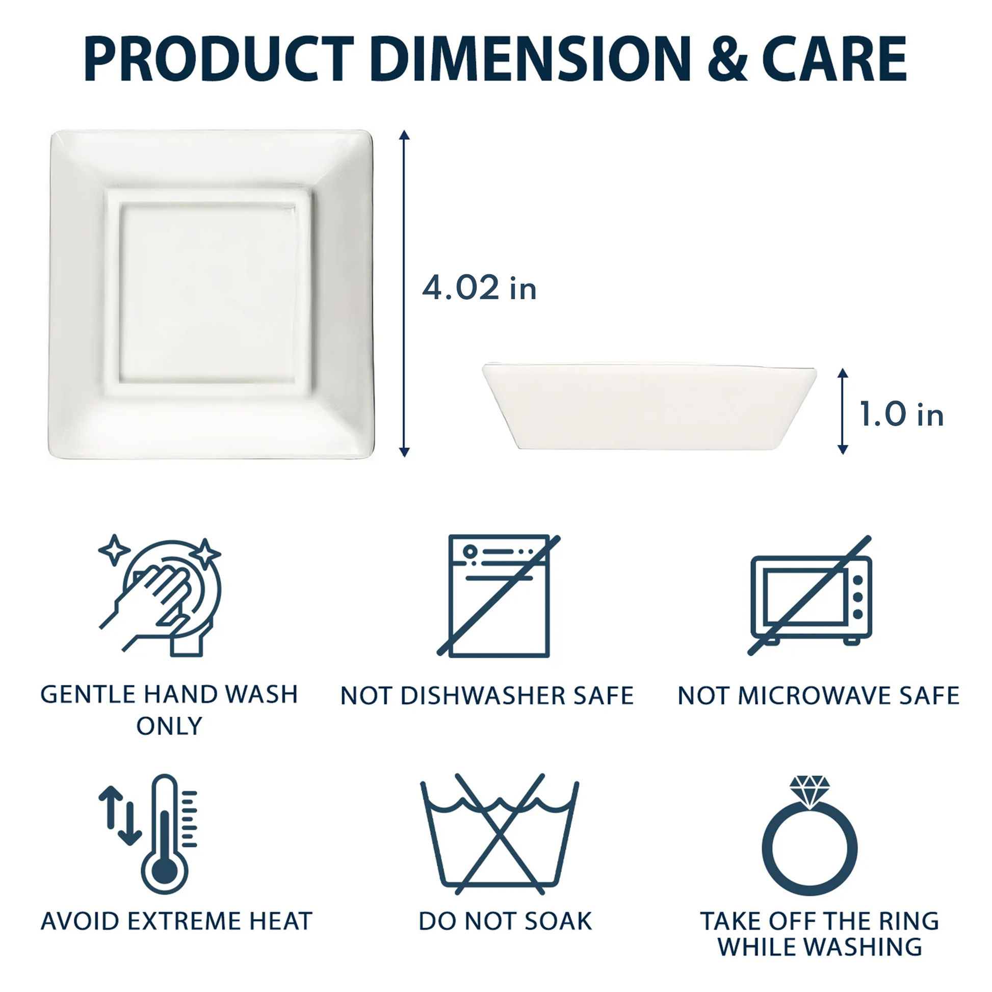 Ceramic Graduation Jewelry Dish Dimensions & Care Instructions