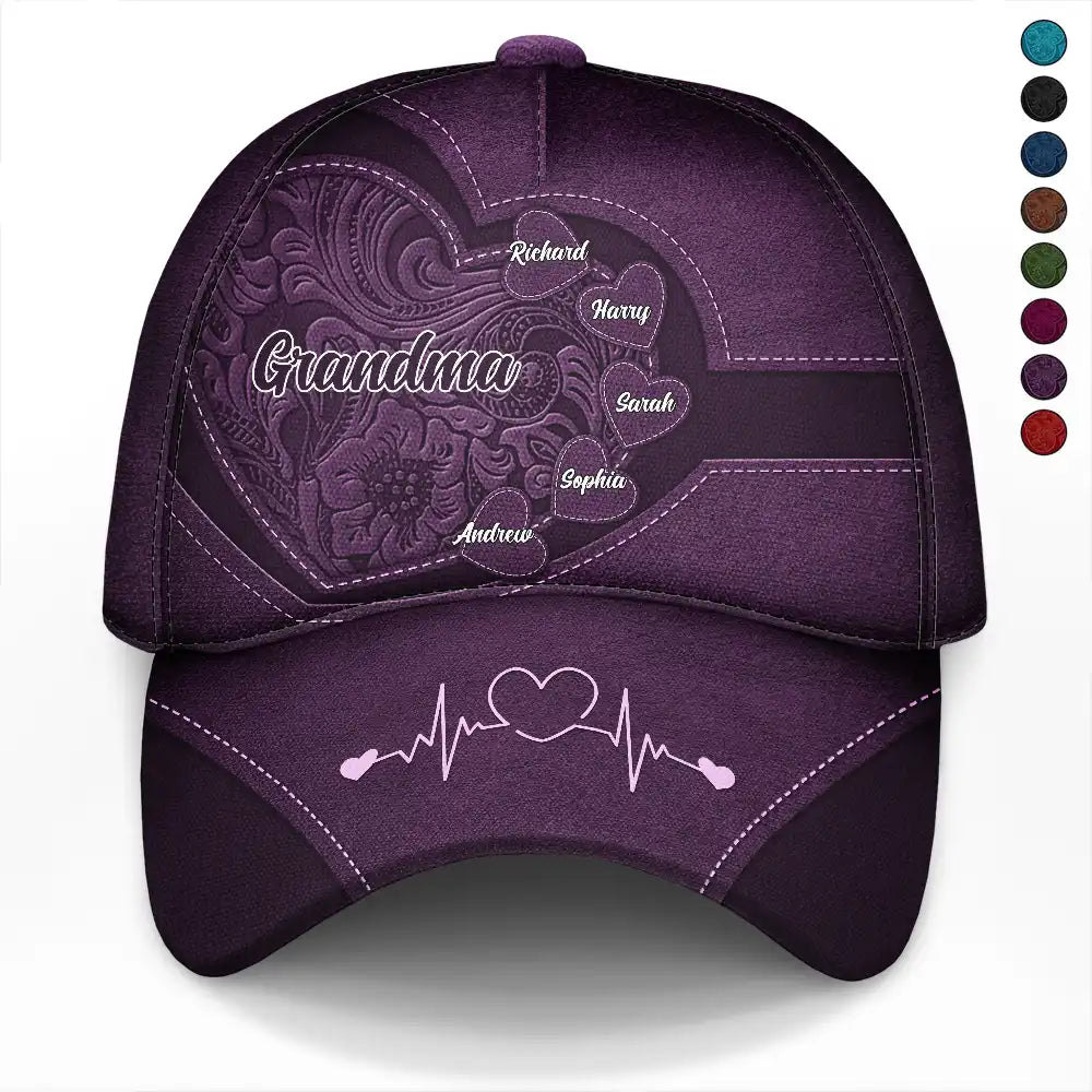 Grandma's Little Sweethearts Personalized Classic Cap in purple, custom design.