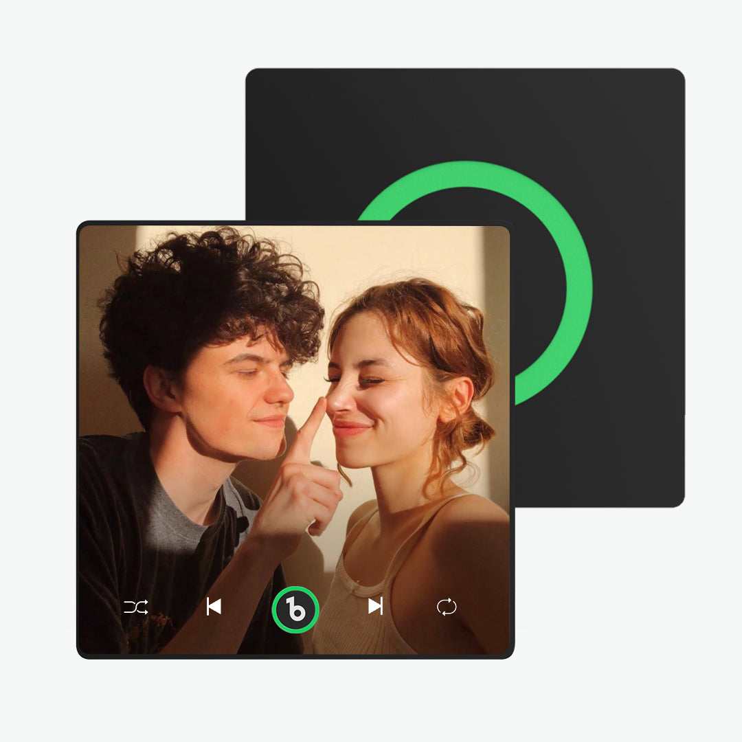 Custom Music Fridge Magnet featuring couple with a music icon, a romantic gift