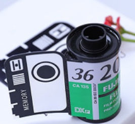 Green Custom Camera Roll Keychain with photos, a personalized gift for keeping memories, Fujifilm 36 20 photos.