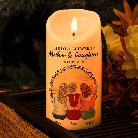 Personalized LED candle for mother & daughter with warm glow and heartfelt message.