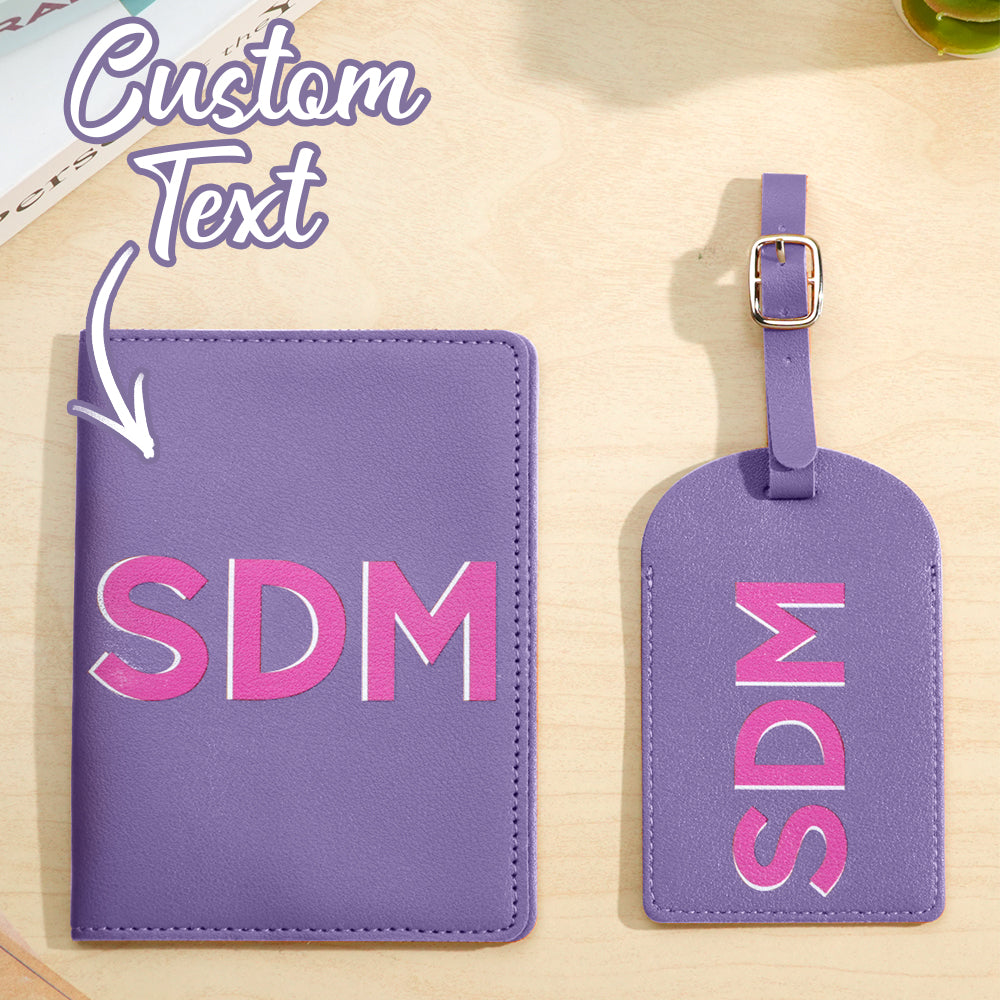 Personalized Shadow Monogram Passport Holder Luggage Tag Set