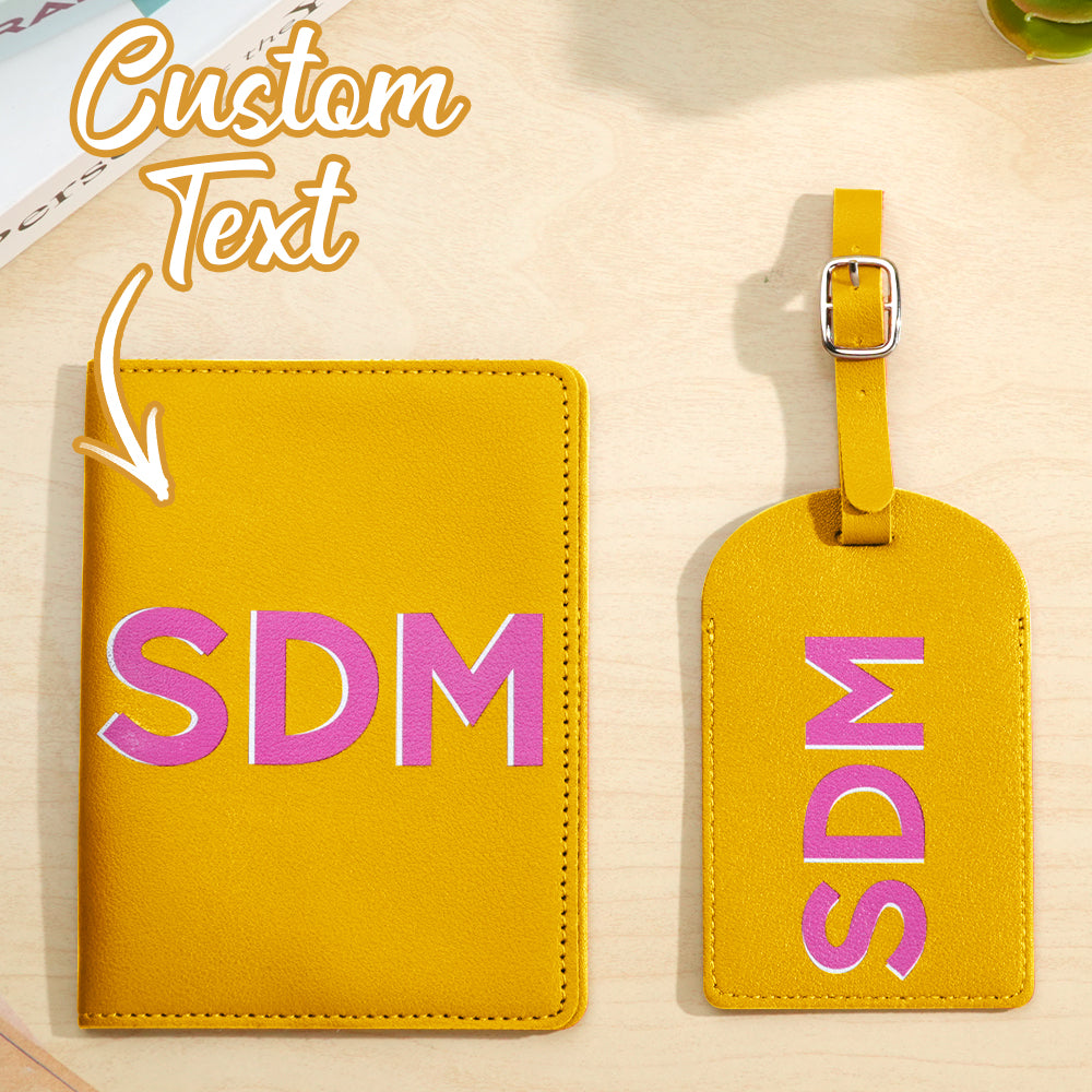 Personalized Shadow Monogram Passport Holder Luggage Tag Set