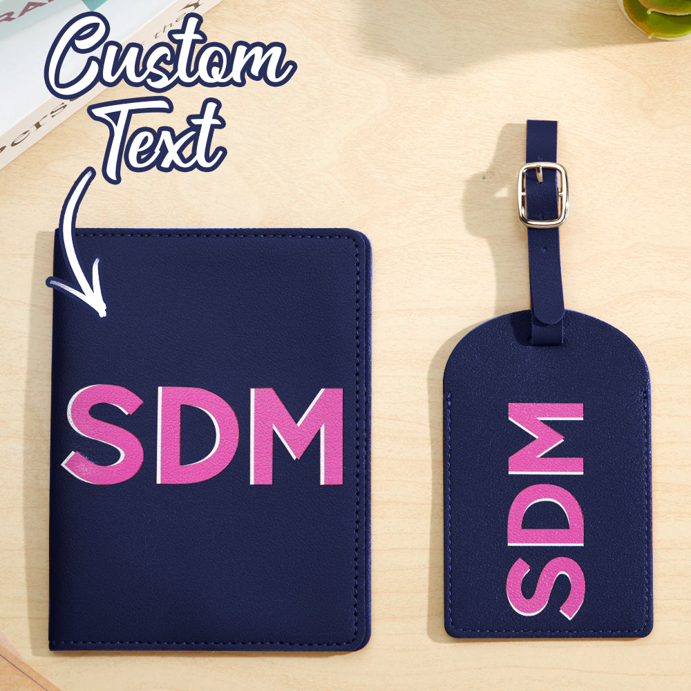 Personalized Shadow Monogram Passport Holder Luggage Tag Set