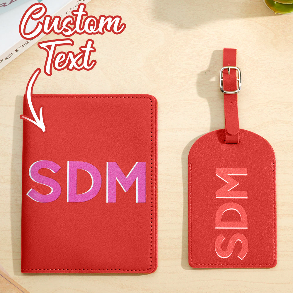 Personalized Shadow Monogram Passport Holder Luggage Tag Set